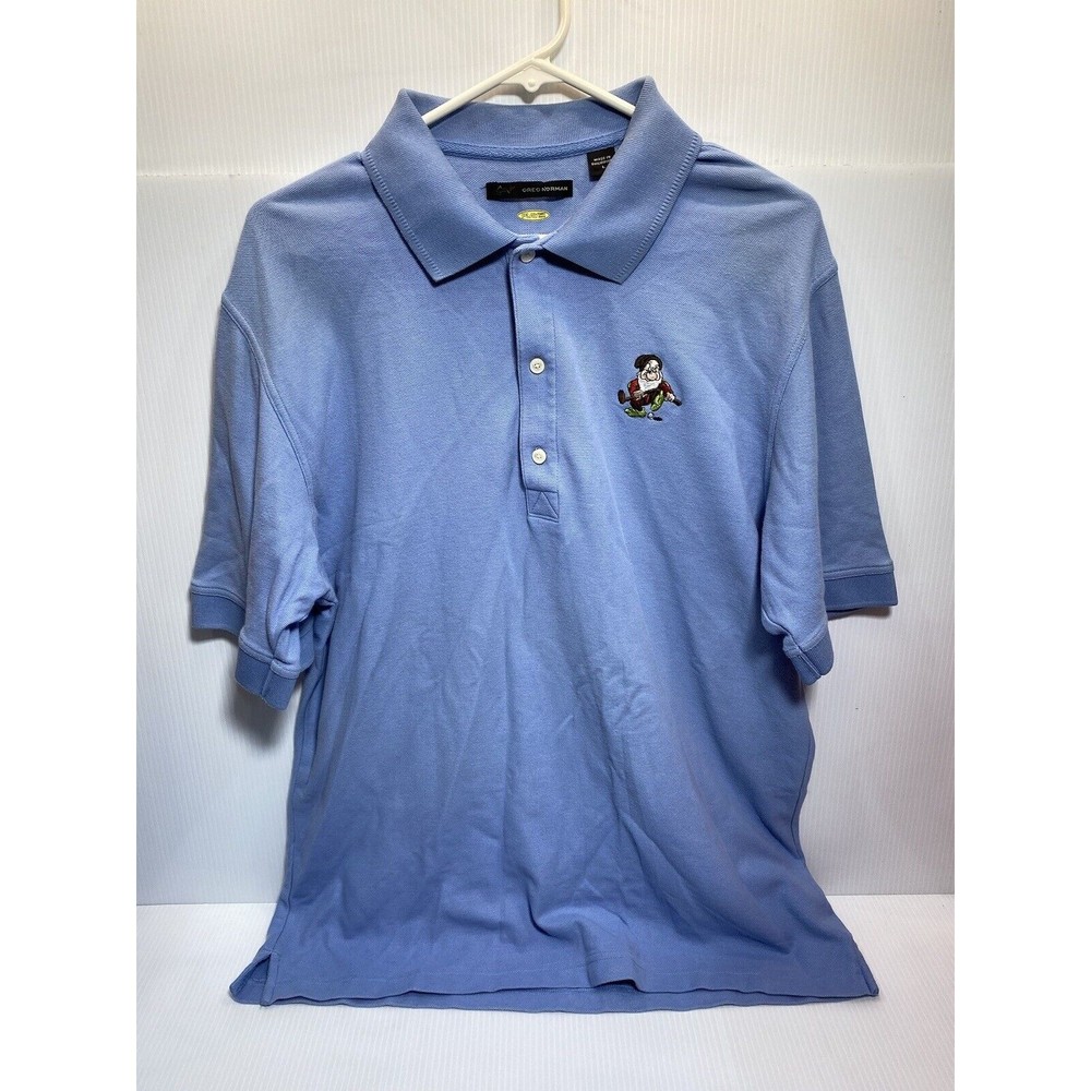 Greg Norman Play Dry Disney Embroidered Grumpy Blue L Golf Polo Shirt